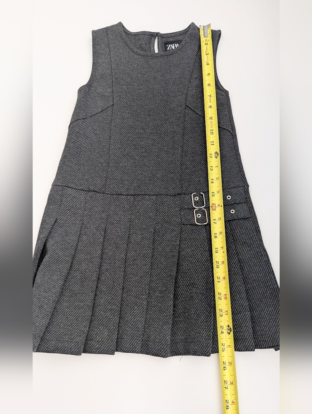 ZARA Girls (Size 8) Jumper/Pinafore/Tunic Dress w/Pleated Skirt & Buckle Accents - Picture 9 of 16